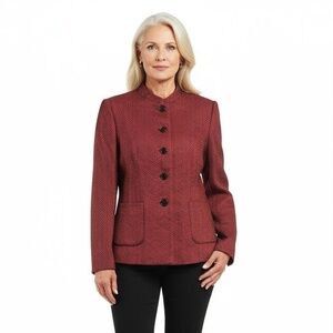 Suit Jacket‎ Women Size 6 Red Black 5-Button Front Professional Business Styled